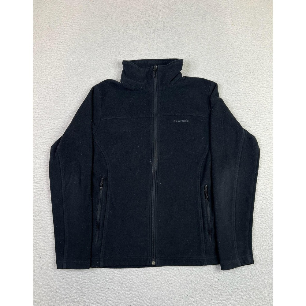 Columbia Jacket Womens Medium Black Fleece Full Zip Arm‎ Pocket Hand Pockets